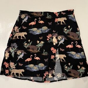 Reformation Margot Skirt size 0 mini front slit back zip Brasilia animal print